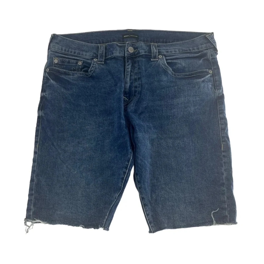 True Religion Denim Shorts Mens 40 Blue Baggy‎ Ricky Relaxed Straight Y2K Jorts